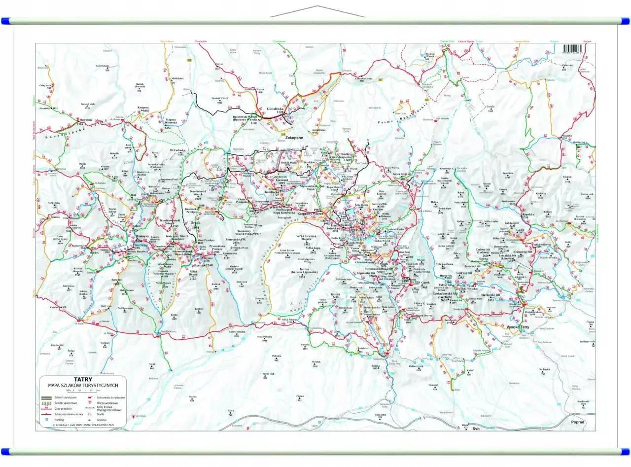 Mapa szlaków turystycznych z zaznaczonymi zamknięciami