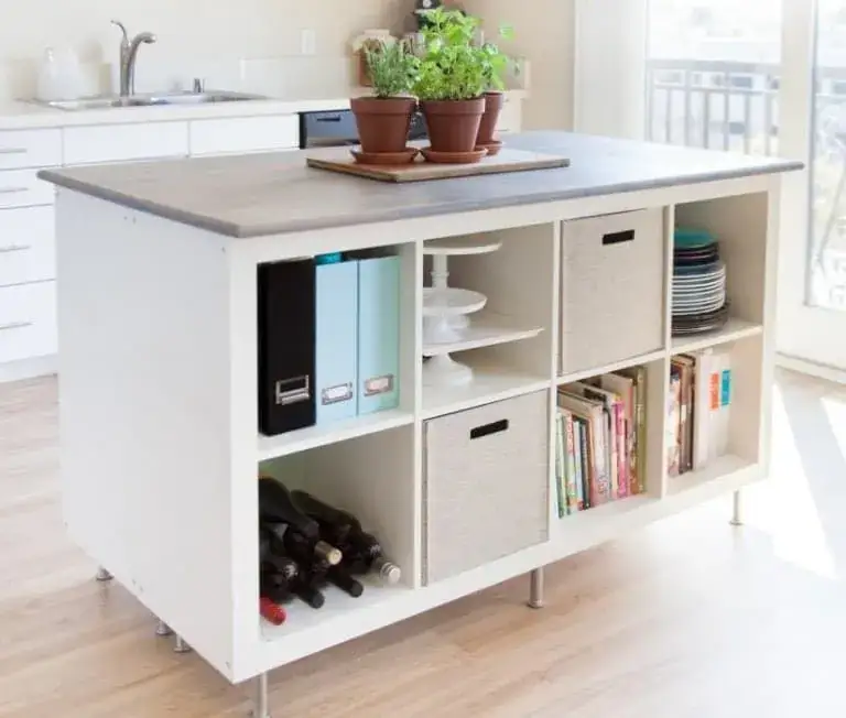 wyspa kuchenna DIY z szafek ikea kallax palet stare meble