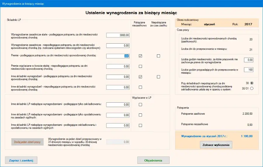 kalkulacja wynagrodzenia chorobowego L4