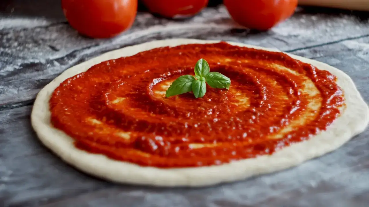 ingredientes para masa de pizza casera sobre una mesa de madera