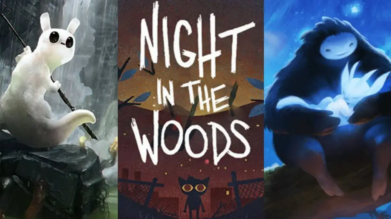 Tytuły gier: Ori and the Blind Forest, Night in the Woods, Ori and the Will of the Wisps. To najlepsze gry przygodowe.