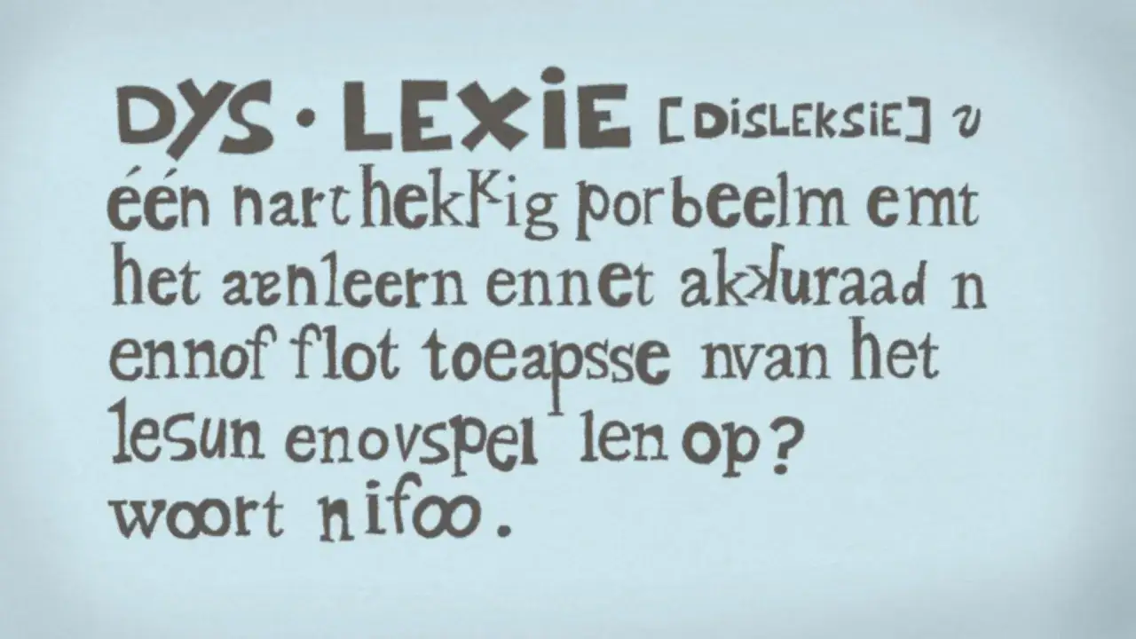 Tekst over dyslexie, met de vraag of het een hartig probleem is dat het aanleren en toepassen van het lezen bemoeilijkt. Vrijstelling Engels?