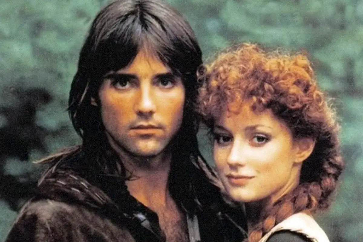 Robin z Sherwood obsada: Michael Praed jako Robin i Judi Trott jako Lady Marion.