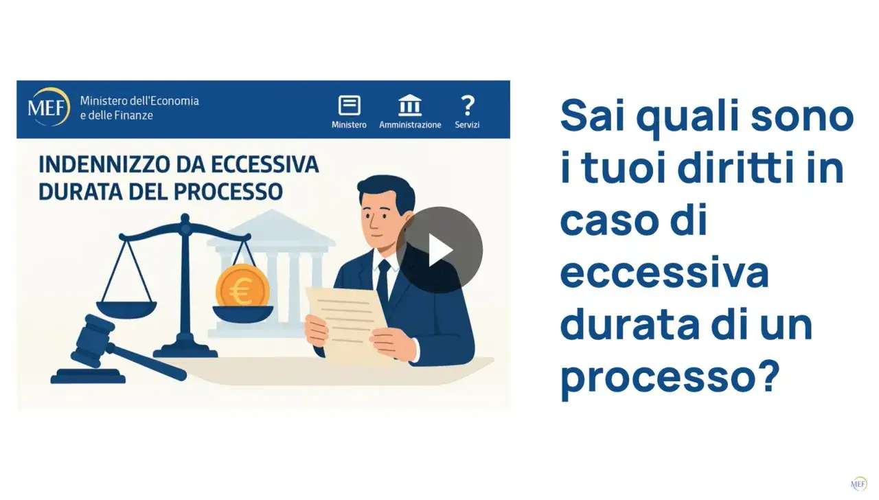 Indennizzo per eccessiva durata del processo: scopri i tuoi diritti. Bilancia della giustizia con euro, martelletto e uomo con documenti.