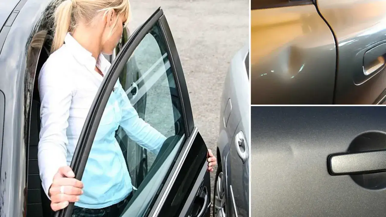Kvinna &ouml;ppnar bild&ouml;rr och orsakar en smitning parkeringsskada. Straff kan f&ouml;lja om man inte anm&auml;ler skadan.