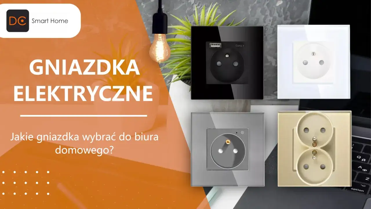 Różne modele gniazdek elektrycznych i włączników, w tym czarne z USB, białe, szare i złote. Jakiej firmy gniazdka i włączniki wybrać do biura domowego?