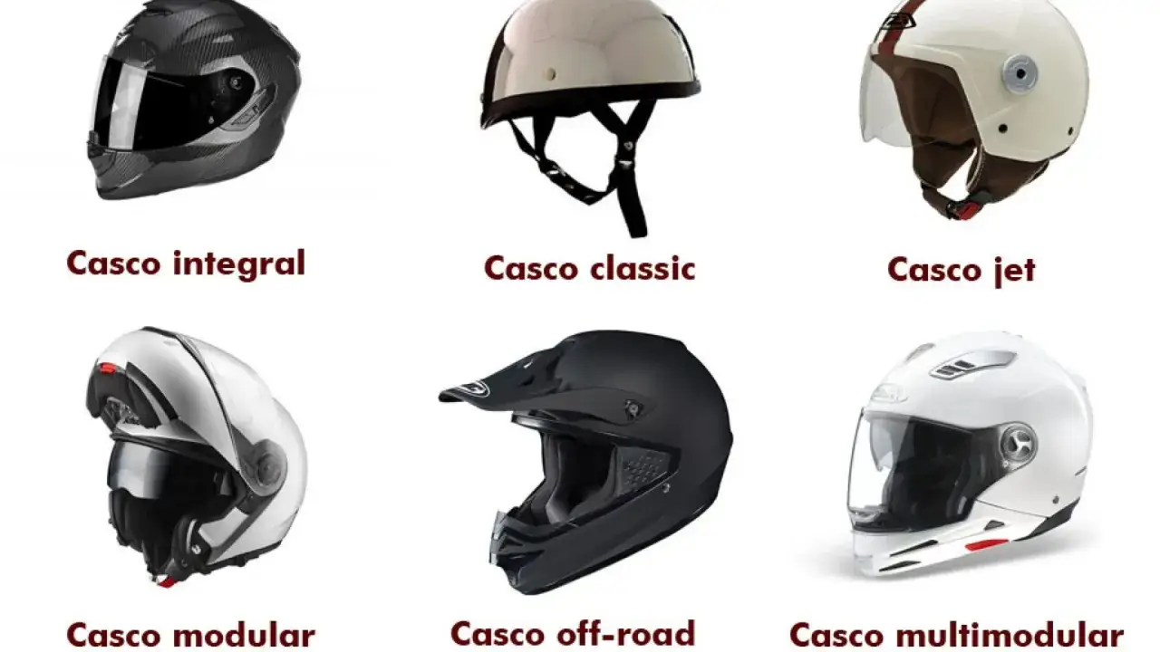 Guía visual para elegir casco de moto: integral, clásico, jet, modular, off-road y multimodular.
