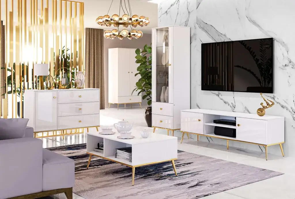 Białe meble styl skandynawski glamour boho