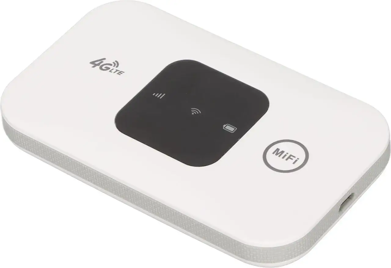 Biały router MiFi z napisem 4G LTE. Idealny do internetu na kartę, zapewni mobilny dostęp do sieci w każdym miejscu.