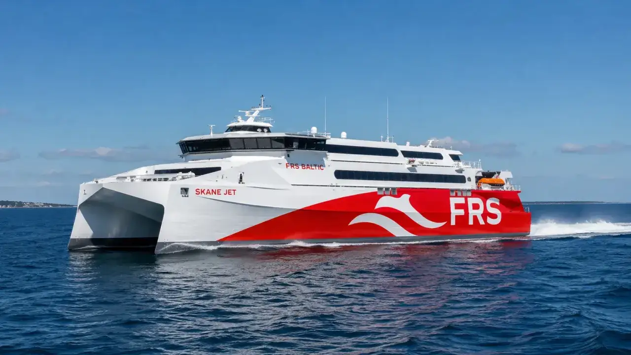 Snabba katamaranf&auml;rjan Skane Jet p&aring; v&auml;g mellan Ystad och Sassnitz.