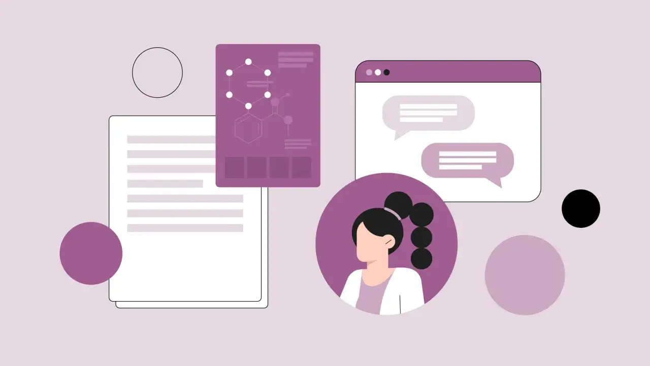 Laurea in medicina ma non voglio fare il medico. Illustrazione di una donna con grafici e chat, che esplora nuove carriere.