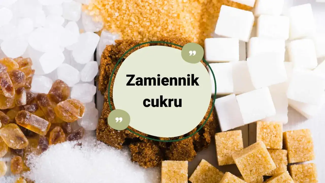 Różne rodzaje cukru i napis