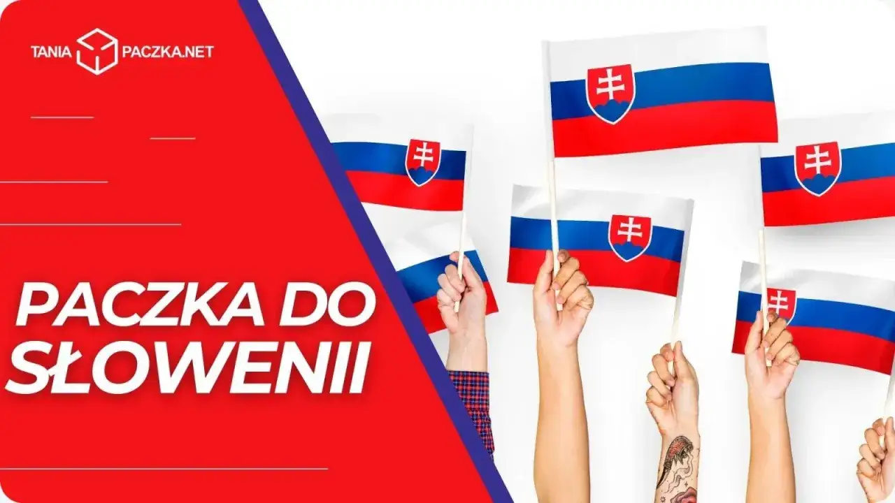 Ręce trzymające flagi Słowacji. Tani paczka na Słowację z TANIPACZKA.NET.