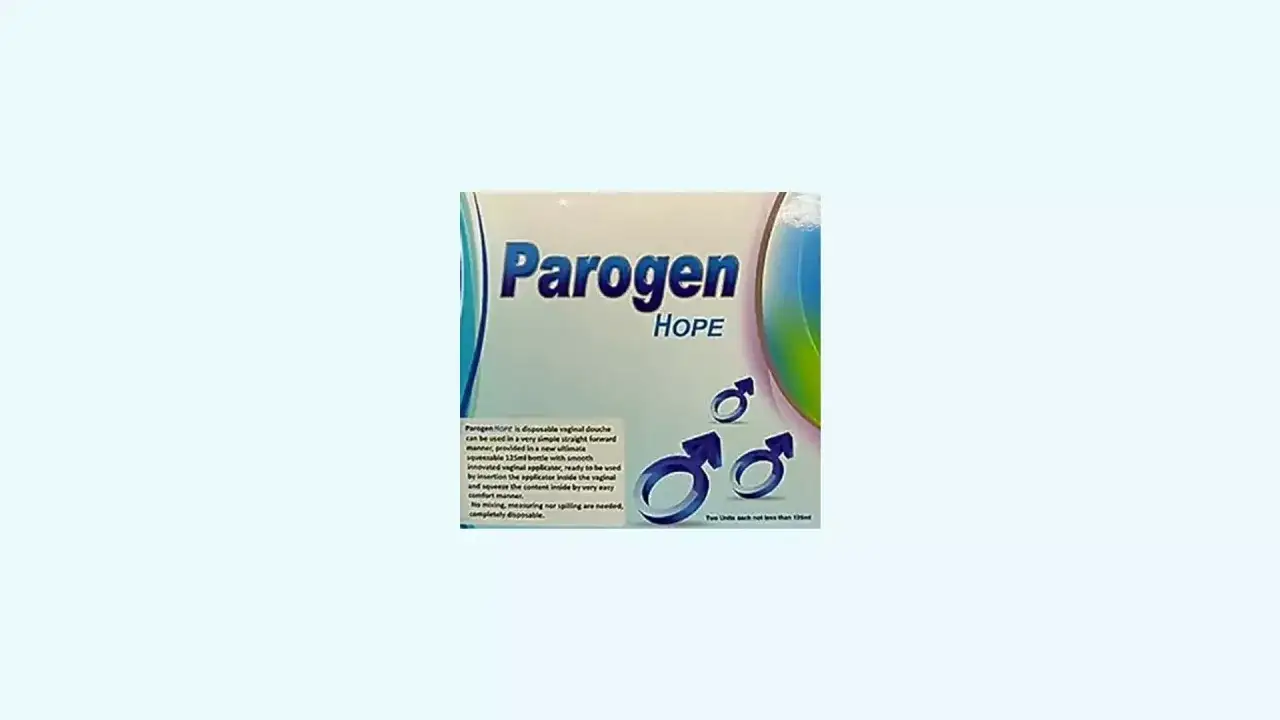 Opakowanie Parogen HOPE z aplikatorem. Produkt do higieny intymnej, zawiera 20 mg substancji czynnej.