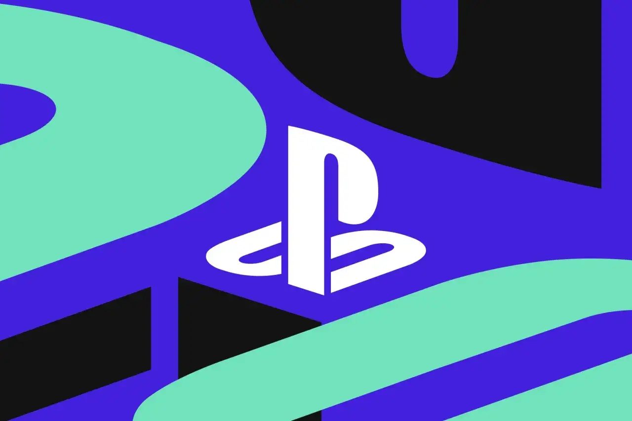 El logo de PlayStation en blanco sobre un fondo abstracto de colores azul, verde menta y negro. Un adelanto de lo que vendr&aacute; en el pr&oacute;ximo PlayStation State of Play.