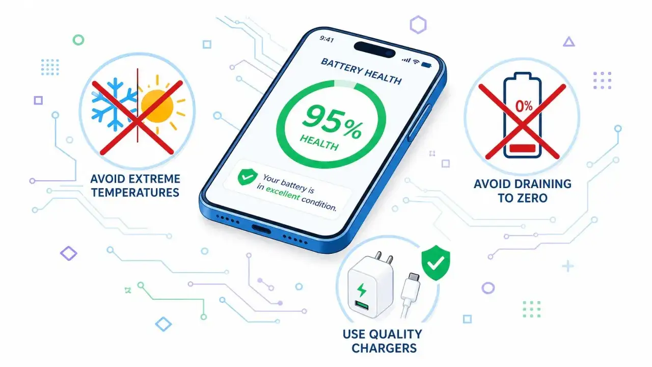 Aby telefon służył dłużej, unikaj skrajnych temperatur i rozładowania do 0%. Ładuj do ok. 95%, używaj dobrych ładowarek.