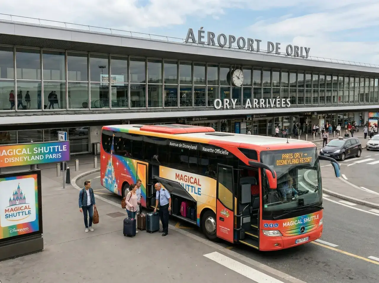 Autobús Magical Shuttle en el Aeropuerto de Orly, una opción para saber como ir de Orly al centro de París.