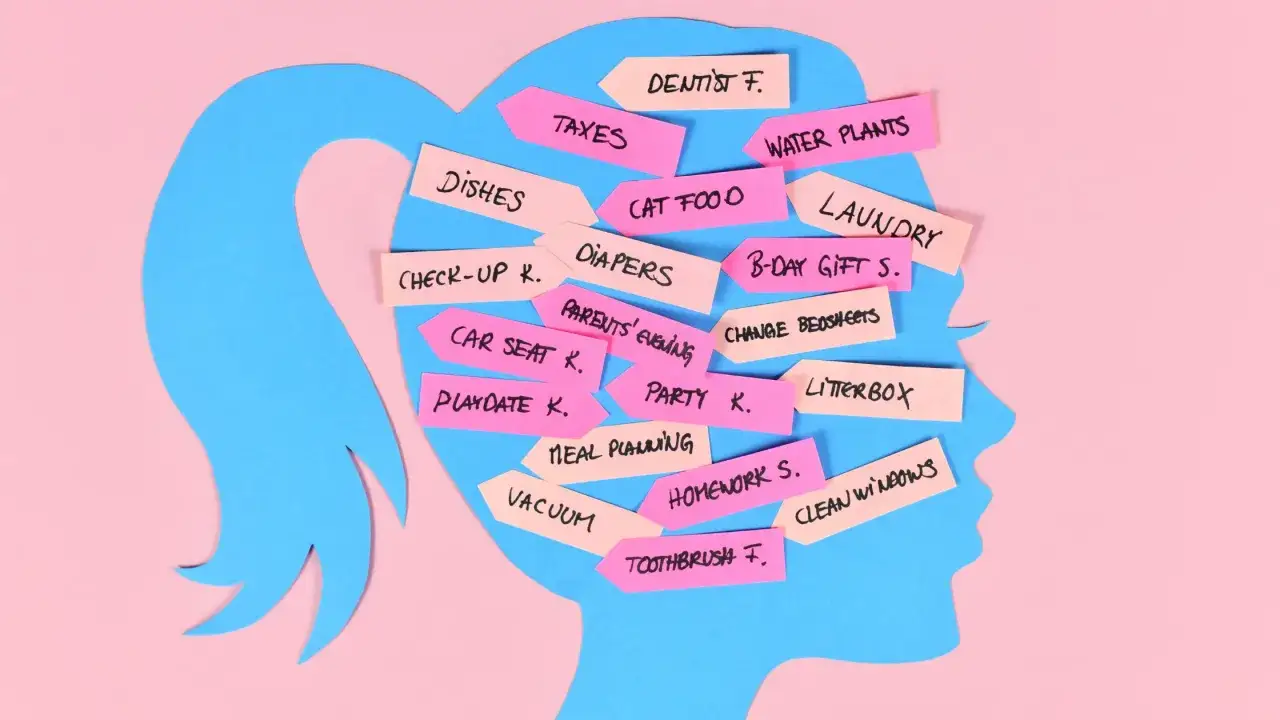 Silhouette bleue d'une t&ecirc;te remplie de t&acirc;ches : 