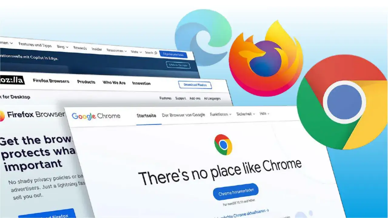 Ikony przeglądarek Firefox i Chrome, z widocznymi fragmentami stron startowych. Dowiedz się, jak ustawić stronę startową w przeglądarce.