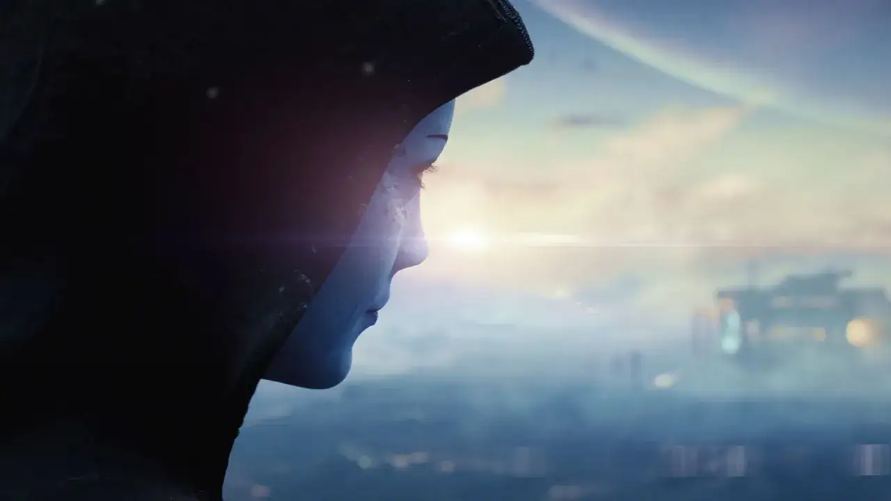 Asari spogląda na odległą planetę, być może zapowiadając nową erę w Mass Effect 5.