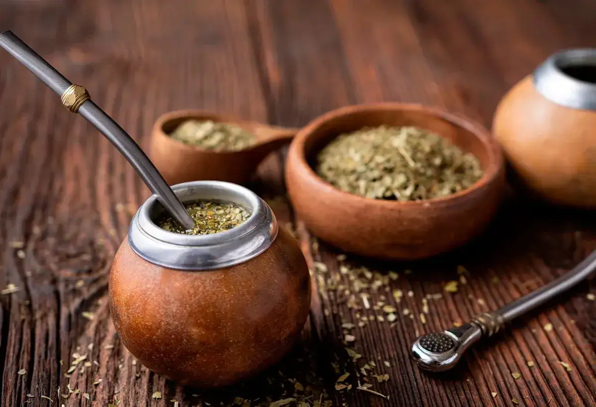 Mate listo para disfrutar, resaltando sus propiedades y el ritual de su preparación.