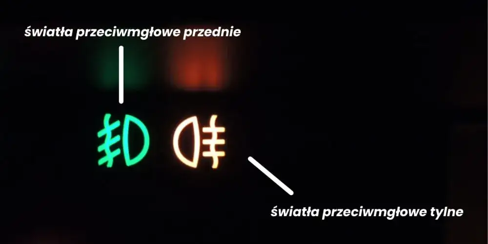 symbol tylnych świateł przeciwmgłowych na desce rozdzielczej