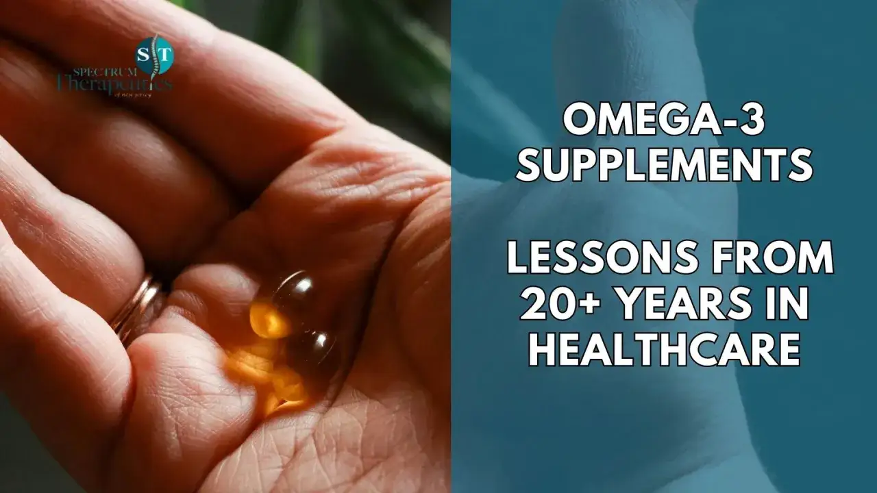 Hand h&auml;lt Omega-3-Kapseln. Text: 