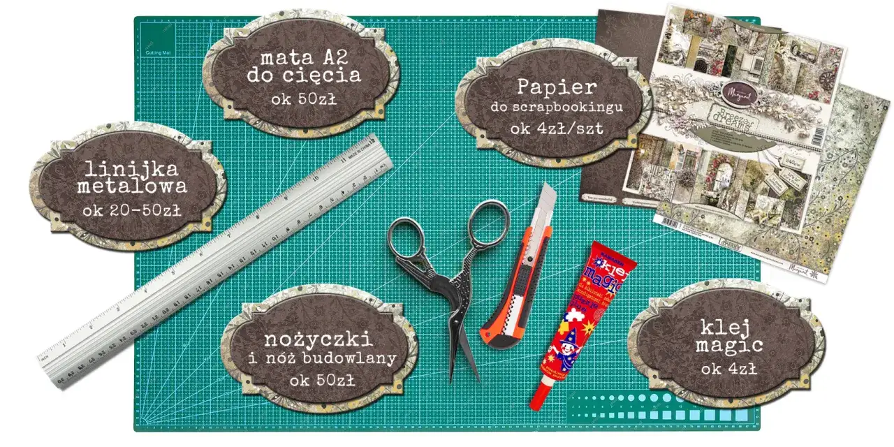 materiały do kartek diy, akcesoria do scrapbookingu