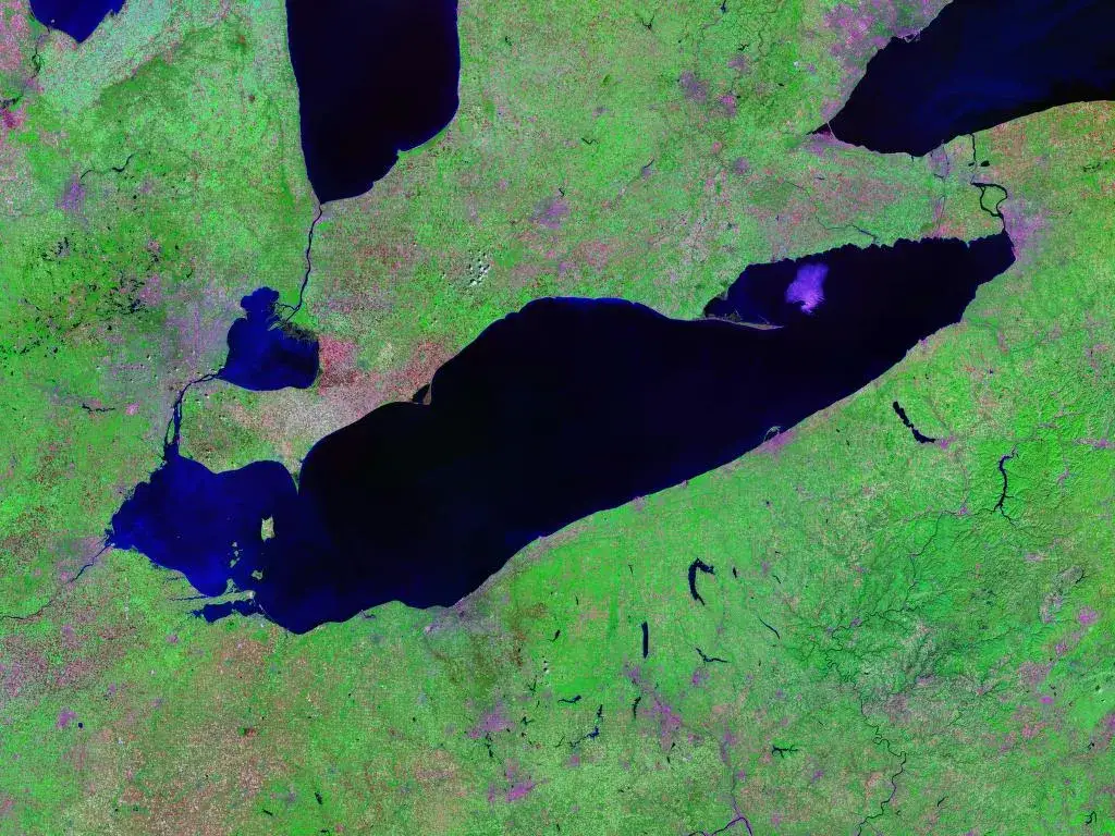 Mapa stan&oacute;w USA nad Jeziorem Erie