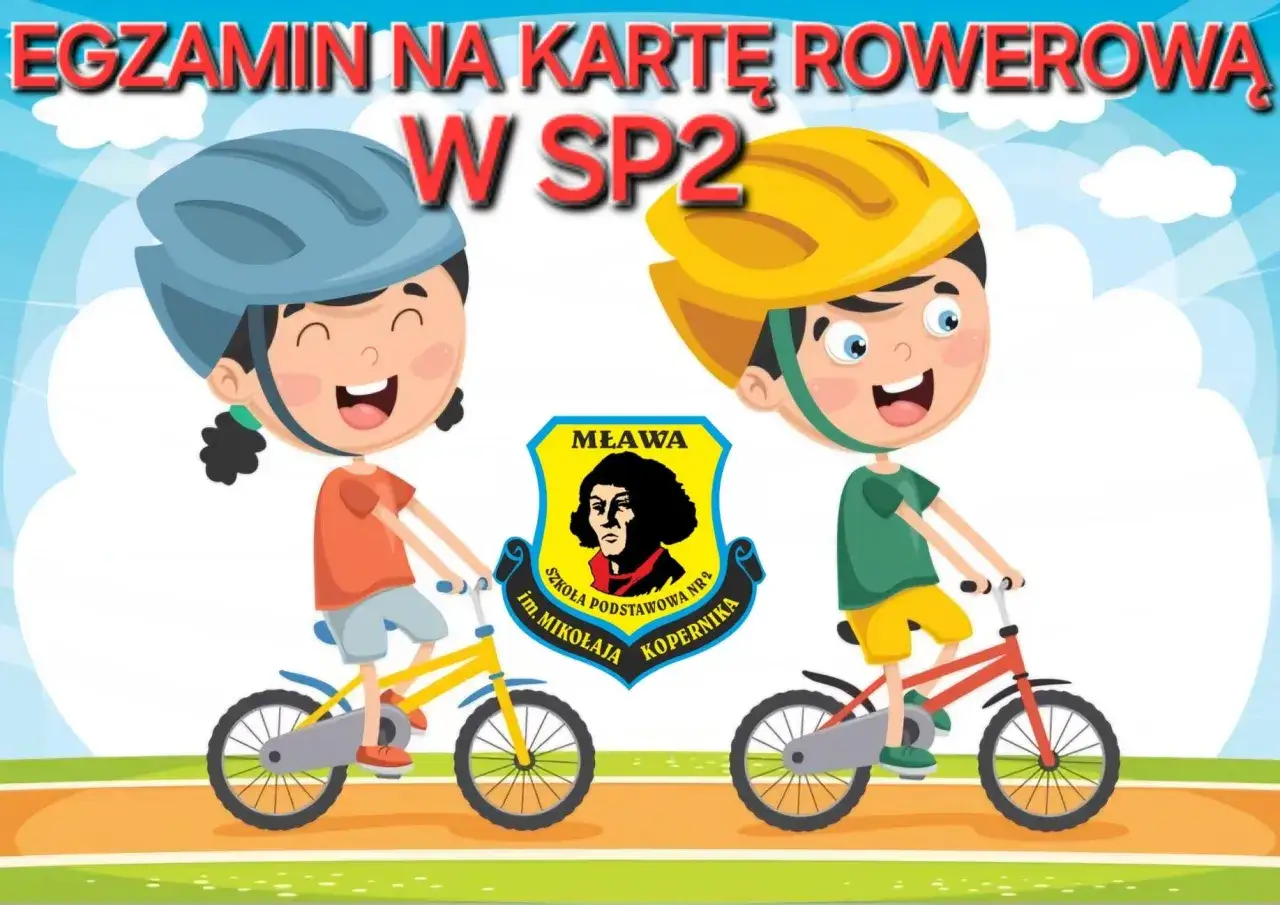 Dzieci na rowerach w kaskach, przygotowują się do egzaminu na kartę rowerową. Bez niej grozi mandat!