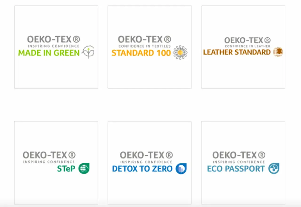 Certificado OEKO-TEX: Made in Green, Standard 100, Leather Standard, STeP, Detox to Zero y Eco Passport. Confianza en textiles y cuero.