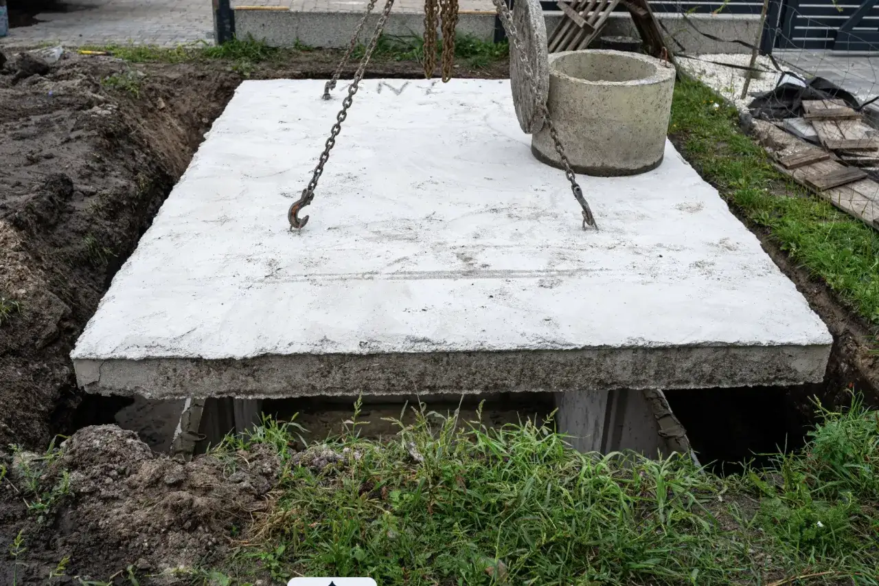 montaż betonowego szamba w wykopie