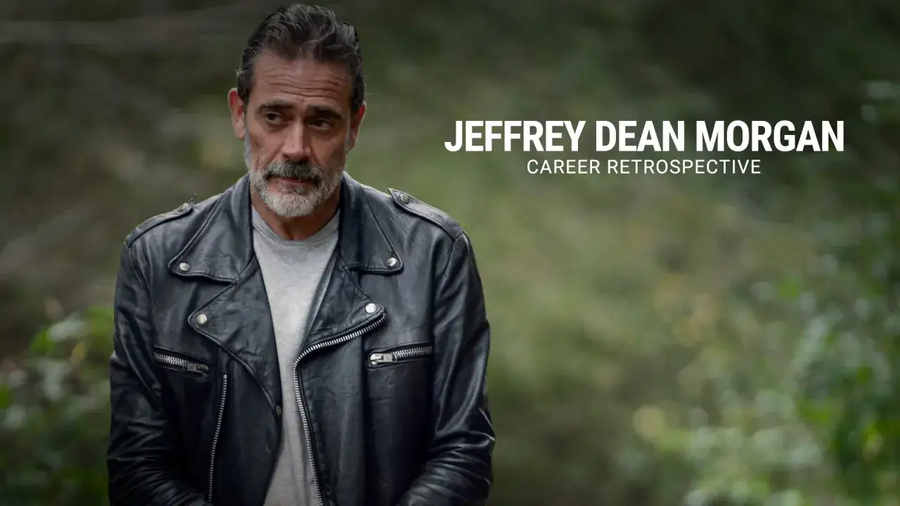 Jeffrey Dean Morgan w skórzanej kurtce, gwiazda filmów i seriali, prezentuje swoją karierę.