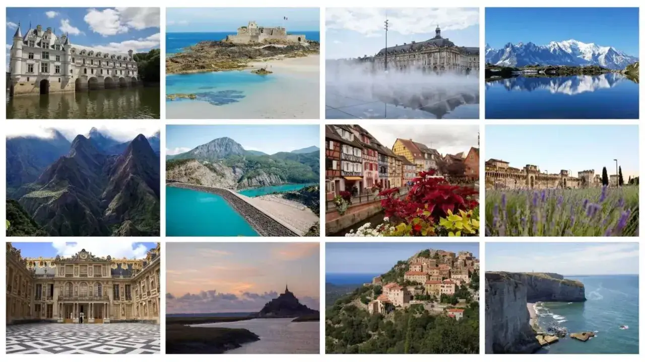 Ein Kaleidoskop von Frankreich: Schl&ouml;sser, Berge, K&uuml;sten und malerische D&ouml;rfer &ndash; ideal f&uuml;r Ihren n&auml;chsten Urlaub in Frankreich.