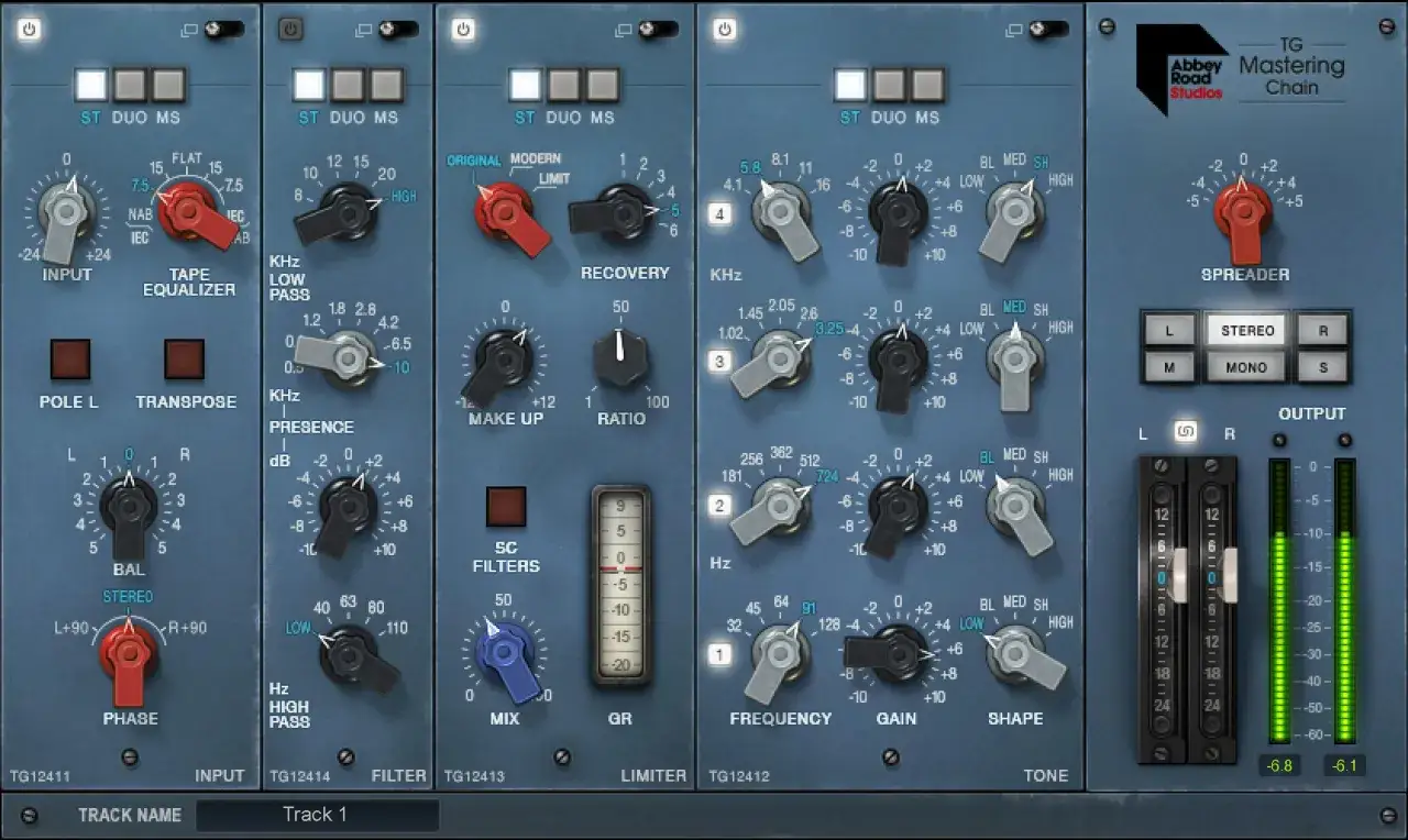 La console de mastering Abbey Road Studios, un outil essentiel pour ma&icirc;triser la cha&icirc;ne audio.