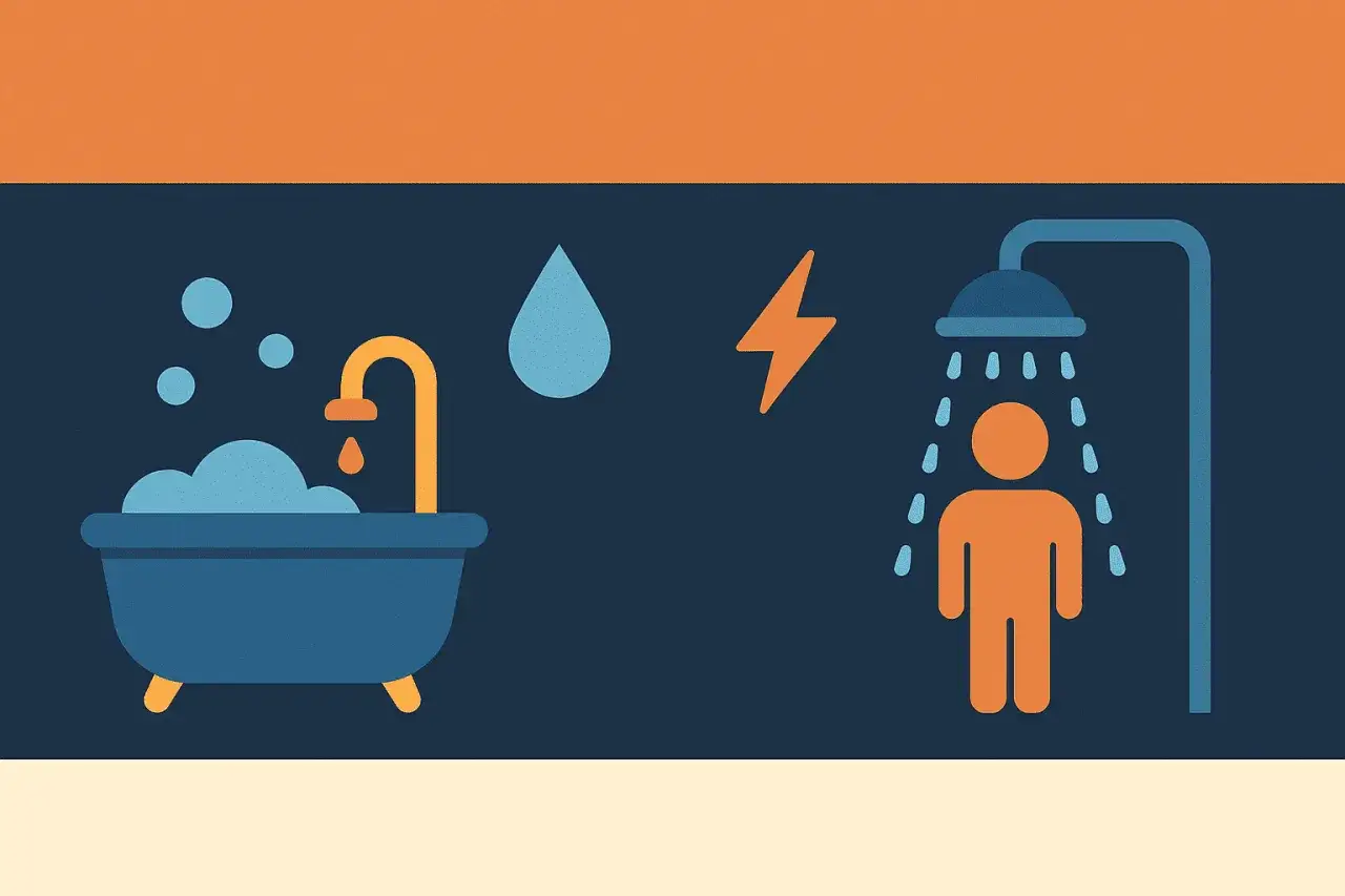 Confronto tra vasca da bagno e doccia: scopri quanto gas si consuma per una doccia e l'impatto energetico.