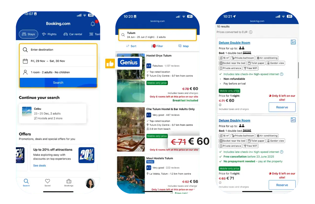 interfejs Booking.com i Hostelworld