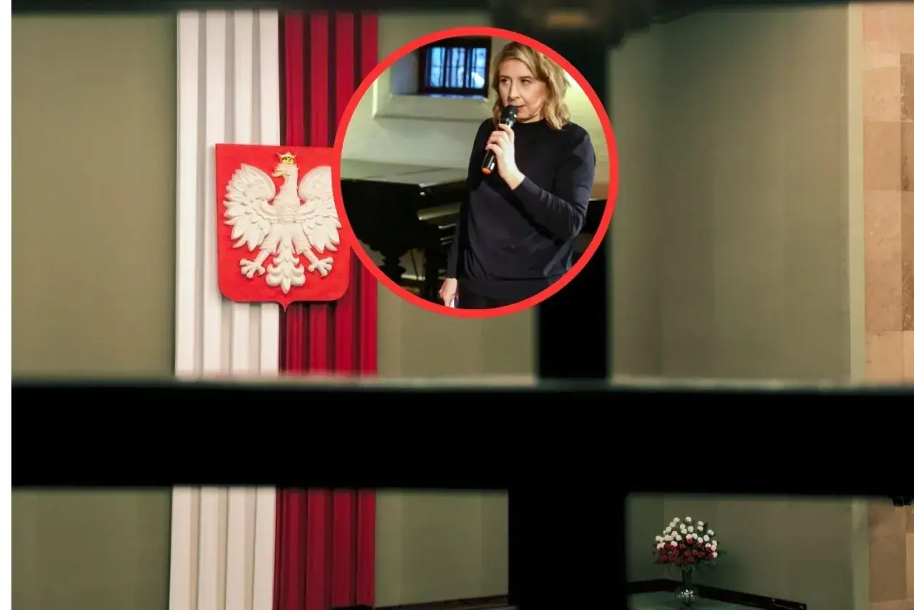 Kobieta z mikrofonem, obok godła Polski. Czy to lobbysta? Kto to jest i czym się zajmuje?