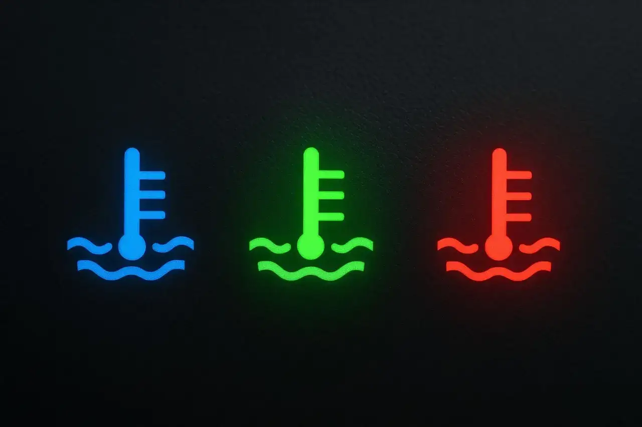 Spie macchina acqua: termometro blu (freddo), verde (normale), rosso (surriscaldato). Attenzione alla temperatura!