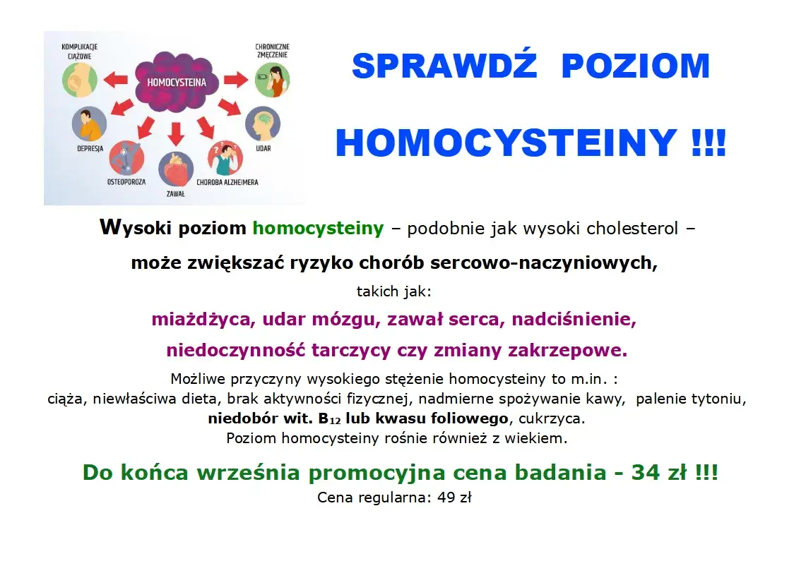 wskazania do badania homocysteiny infografika
