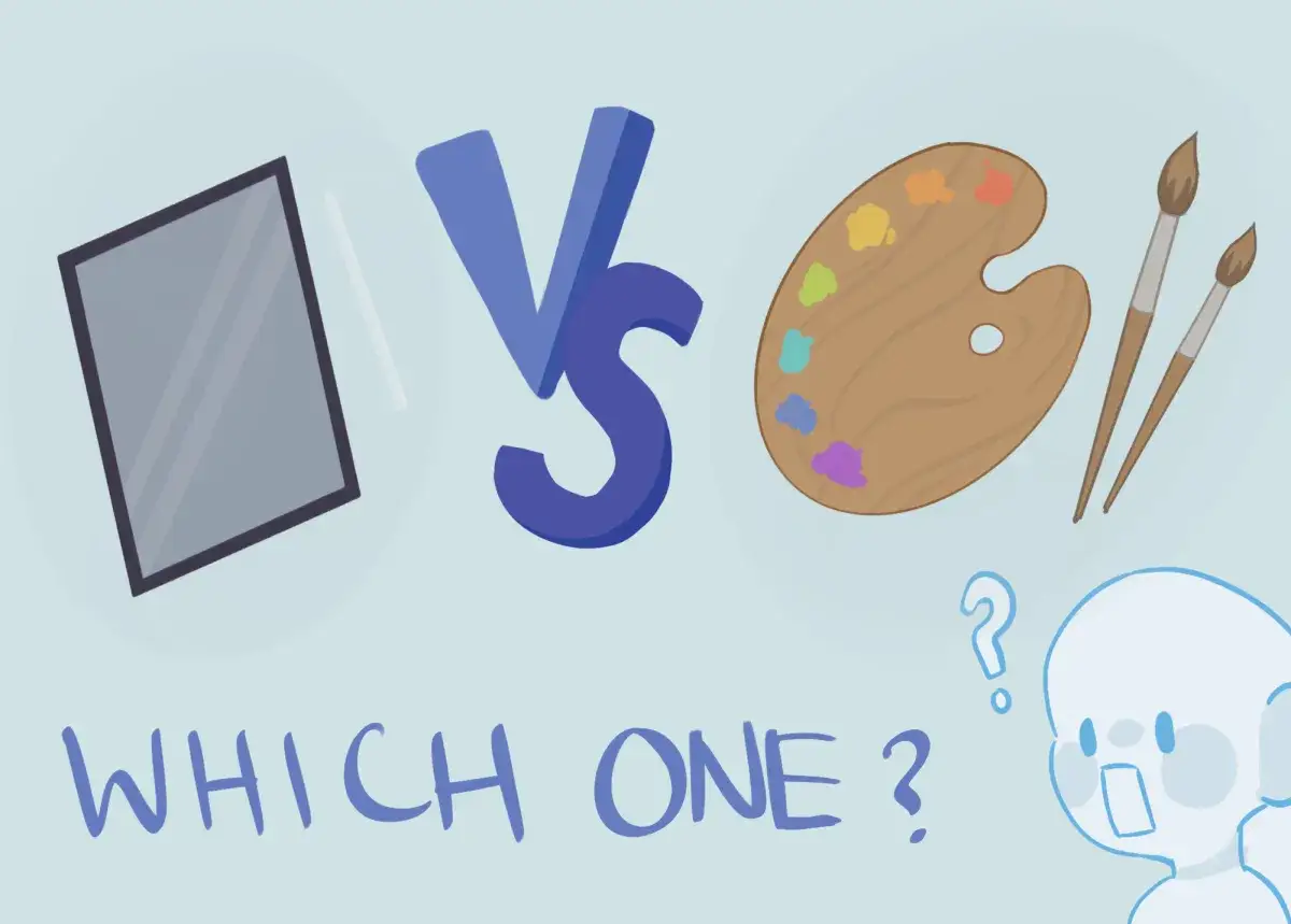 Tablet vs. paleta z farbami i pędzlami. Czy grafik komputerowy musi umieć rysować?