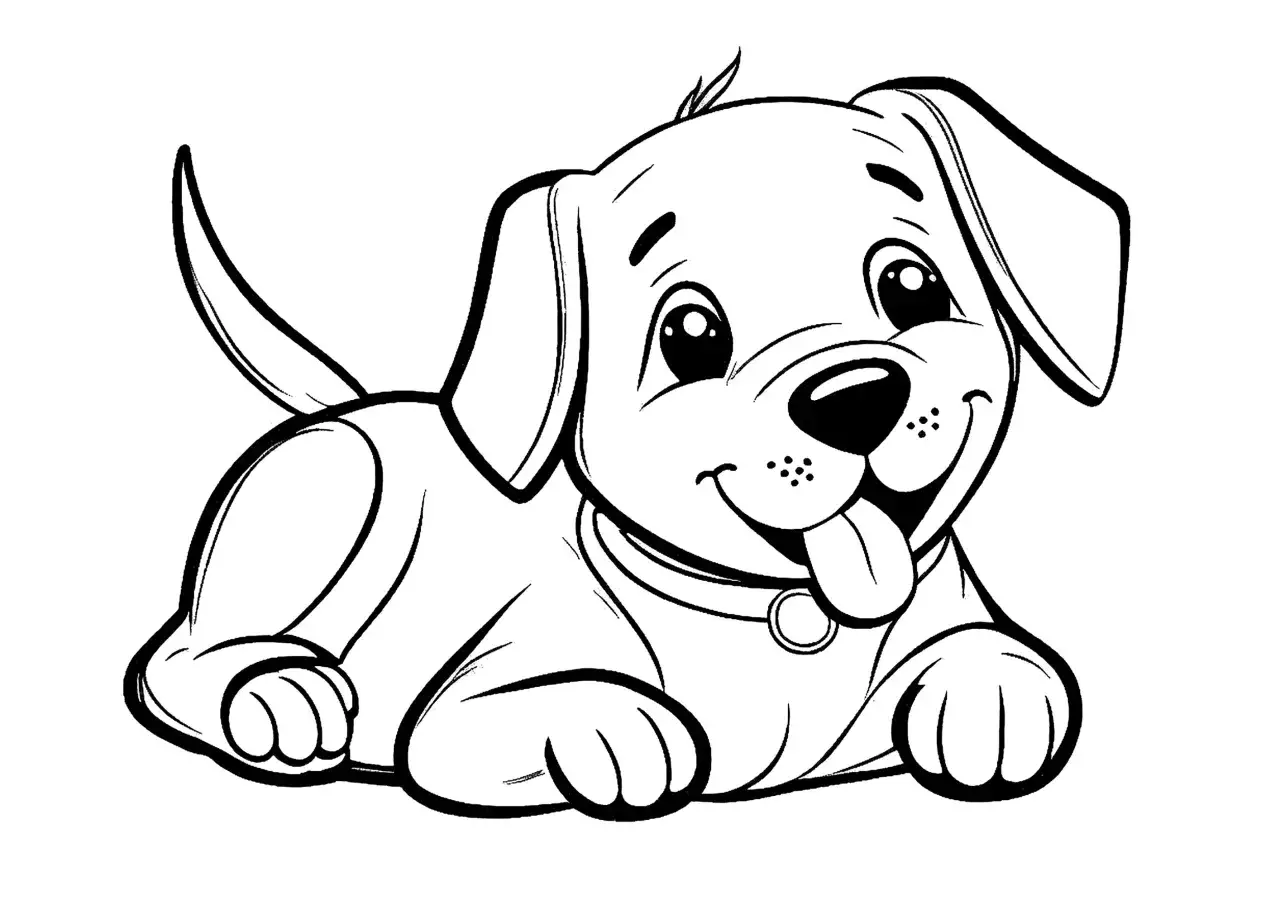 Adorable perrito feliz, listo para colorear. &iexcl;Perfecto para tus dibujos de perritos para imprimir!