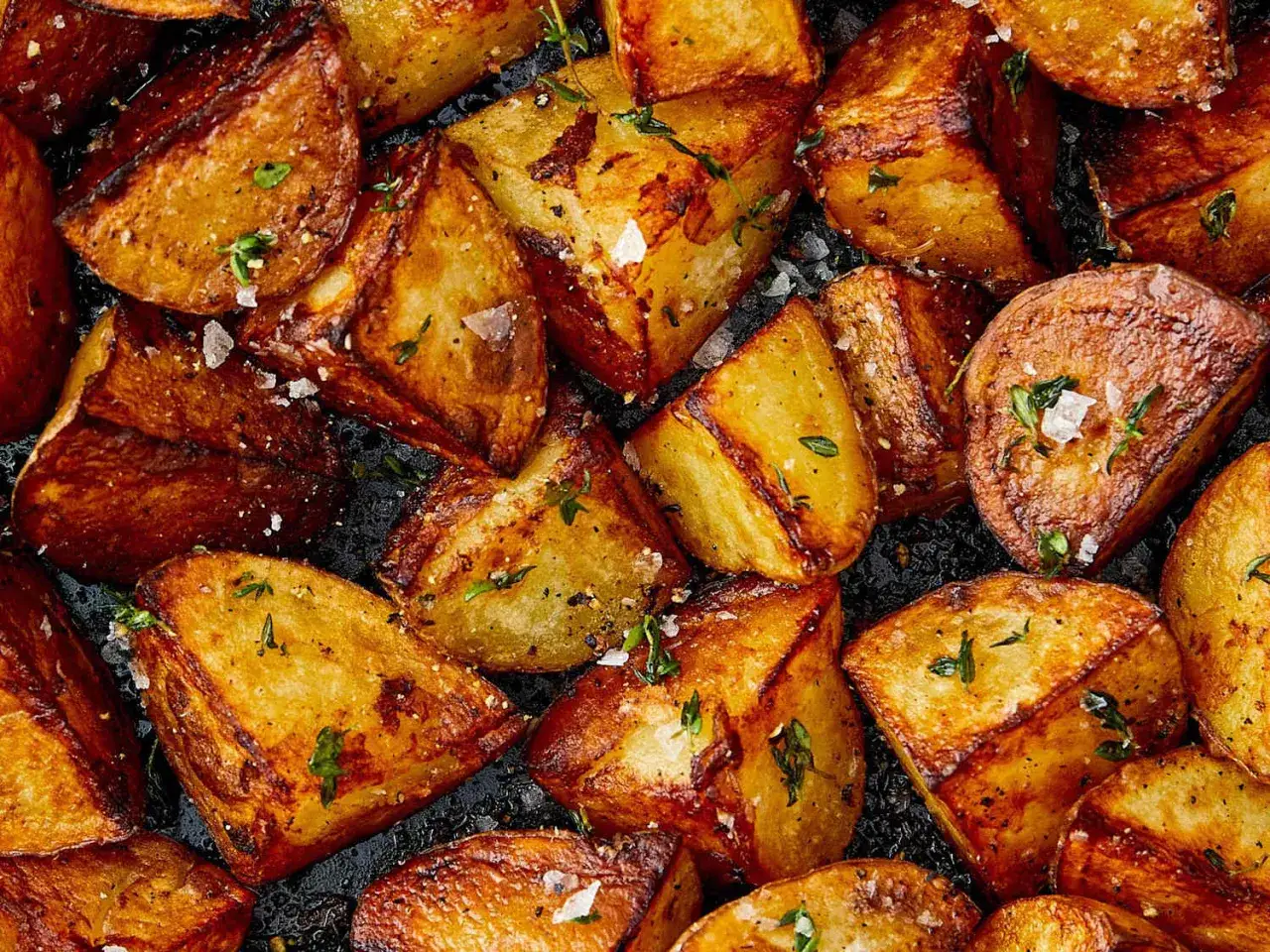 Krispiga, gyllene pommes frites med örter och flingsalt. Perfekt tillbehör som får det att vattnas i munnen.