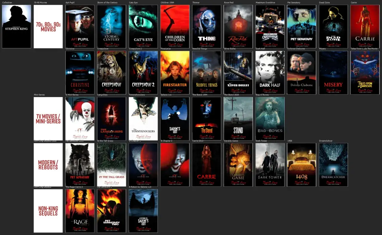 En samling filmer med Stephen King, inklusive klassiker som