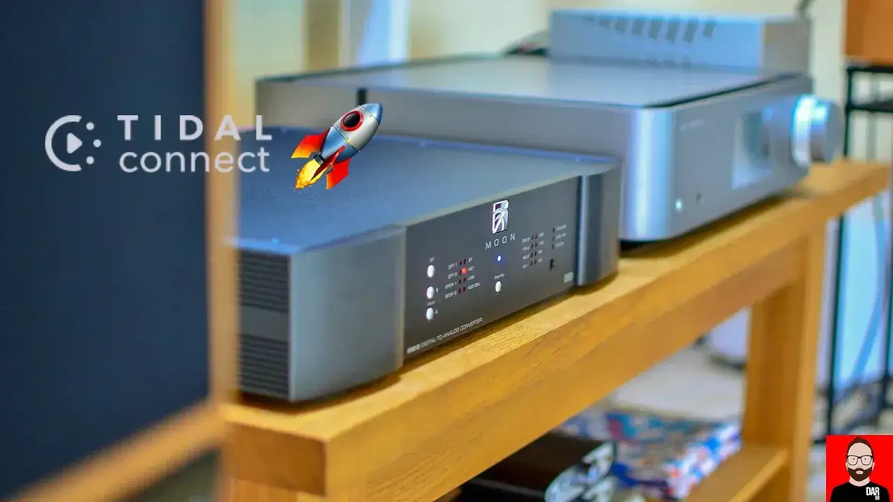Rakieta symbolizująca Tidal Connect nad sprzętem audio MOON. Doskonała jakość dźwięku MQA.