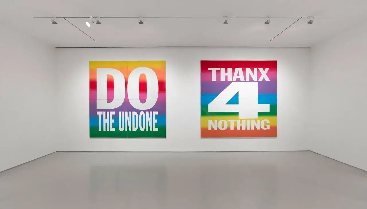 Deux œuvres de John Giorno dans une galerie :