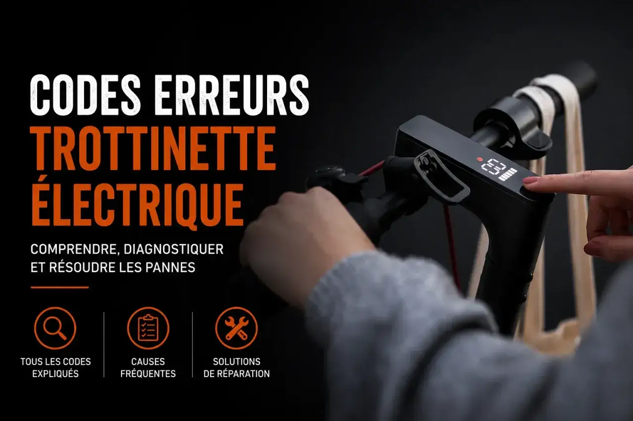 Guide pour comprendre, diagnostiquer et résoudre les pannes de votre trottinette électrique. Tous les codes erreur expliqués.