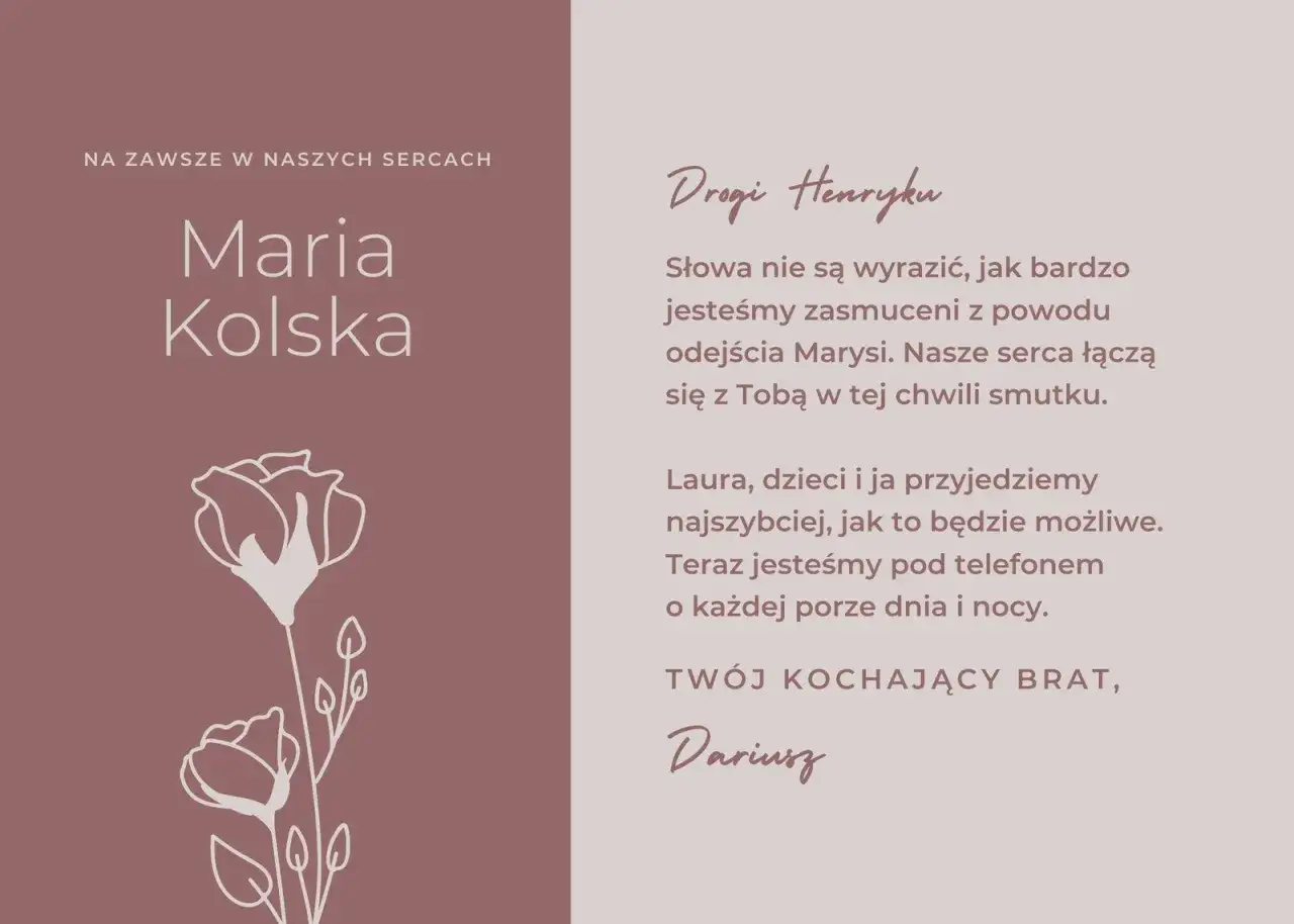 Najszczersze kondolencje dla Henryka od rodziny. Na zawsze w naszych sercach.