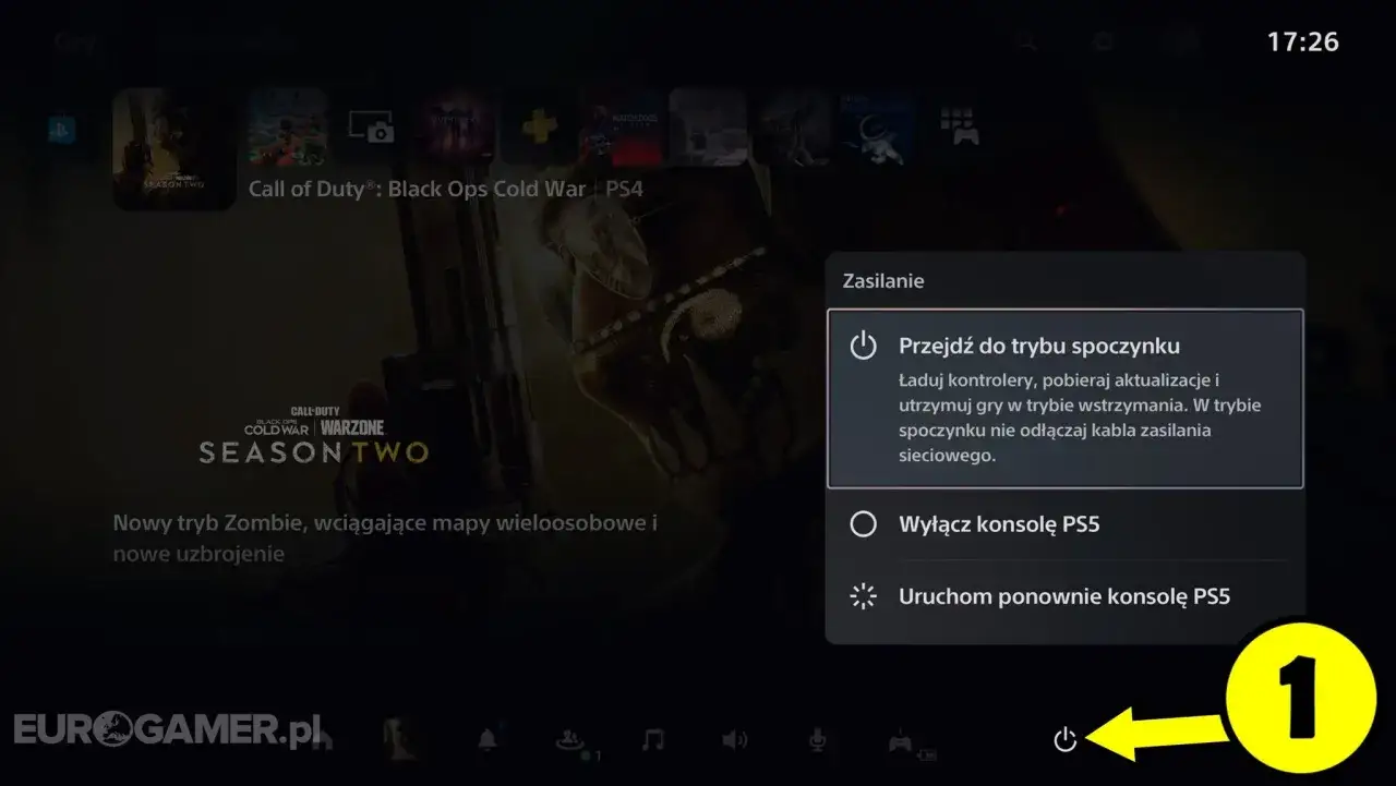 Menu zasilania PS5: jak wyłączyć konsolę. Wybierz