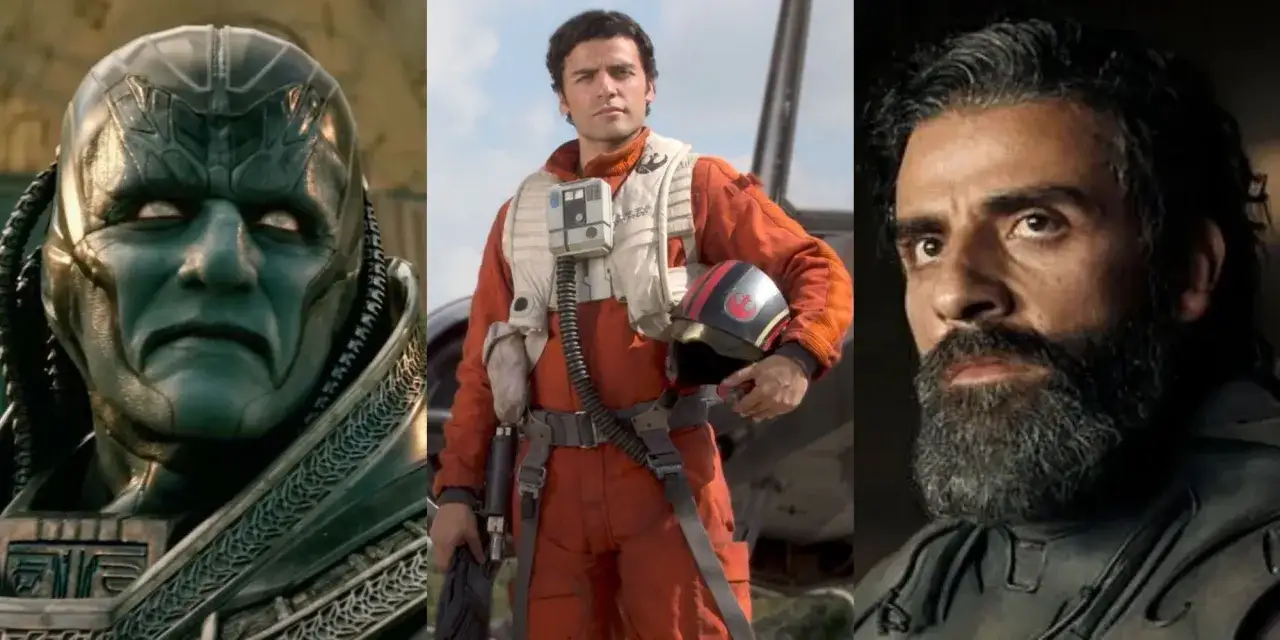 Oscar Isaac w rolach Apocalypse'a, Poe Damerona i Duke'a Leto. Jego filmy, seriale i programy to wszechstronny talent.